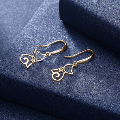 Sterling Silver Cat Zircon Earrings