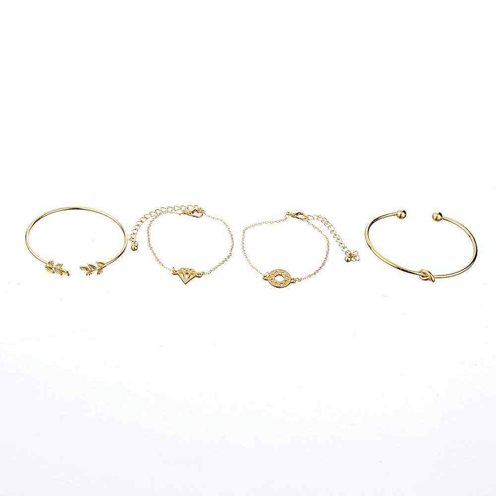 Bohemia Leaf Knot Hand Cuff Link Chain Charm Bracelet
