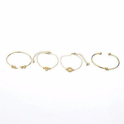 Bohemia Leaf Knot Hand Cuff Link Chain Charm Bracelet