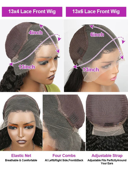 Water Wave Lace Front Curly Wigs