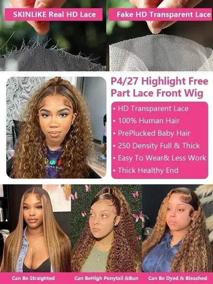 Deep Wave HD Lace Front Human Hair Wigs